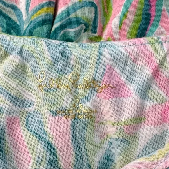 Lilly Pulitzer Girls 4 5 Tropical Romper One Shoulder Pink Green Beach - Picture 3 of 4
